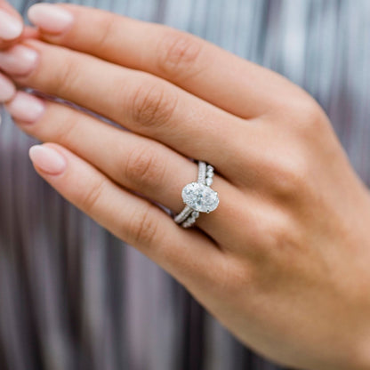 3.4 CT Oval Pave Lab Grown Diamond Engagement Ring