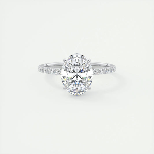 1.91 CT Oval Cut Solitaire Pave Moissanite Engagement Ring