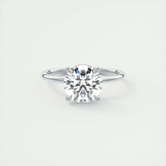 2.0 CT Round Solitaire Hidden Halo Moissanite Engagement Ring