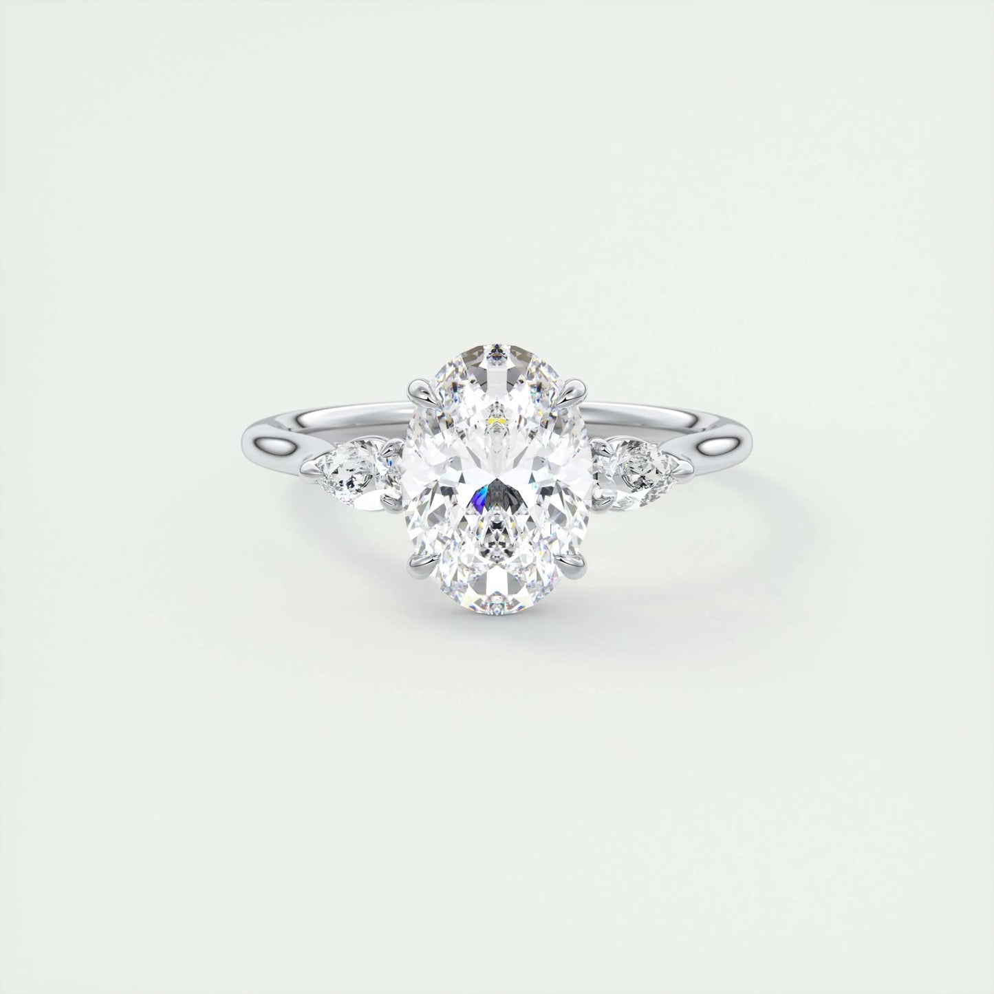 1.91 CT Oval Cut Three Stone Moissanite Engagement Ring