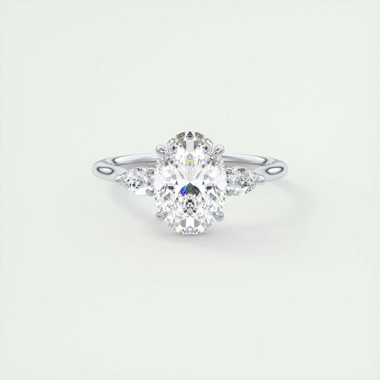 1.91 CT Oval Cut Three Stone Moissanite Engagement Ring