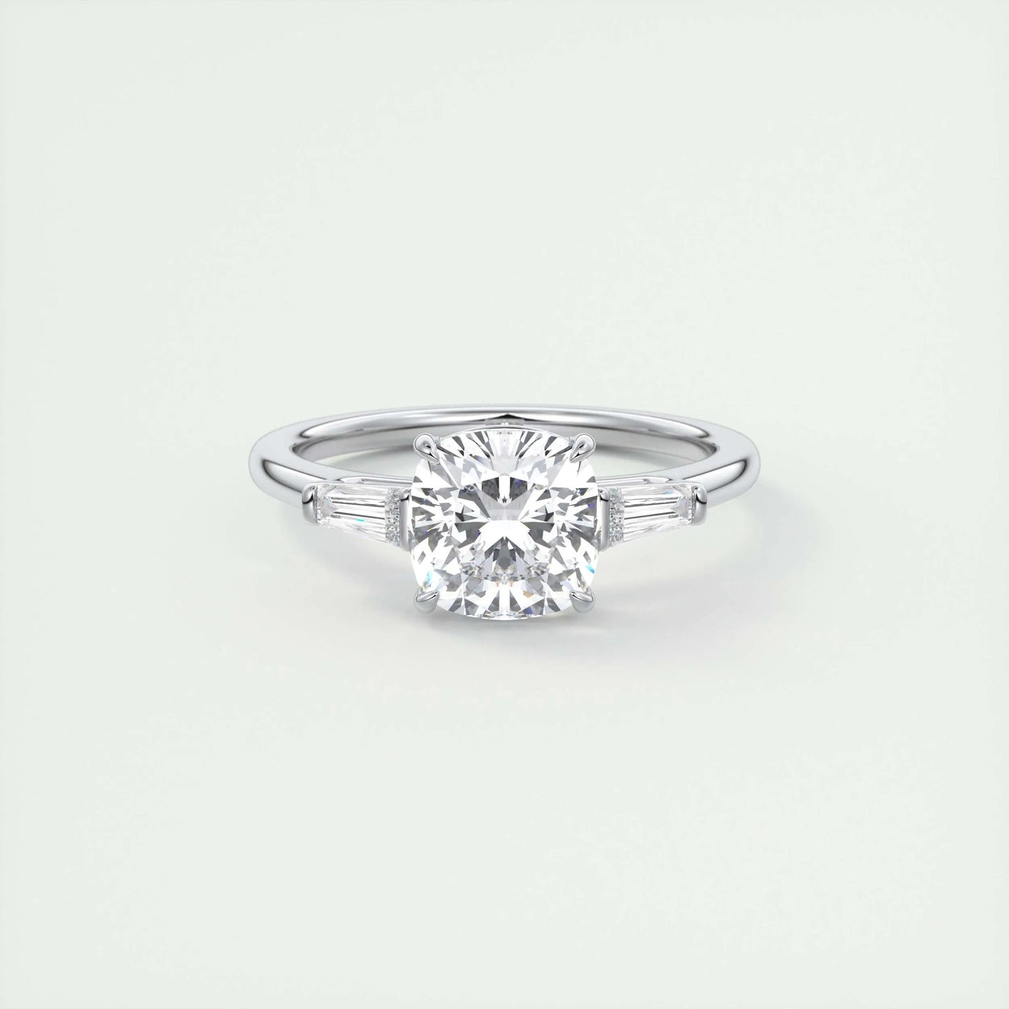 2.15 CT Cushion Cut Three Stone Moissanite Engagement Ring