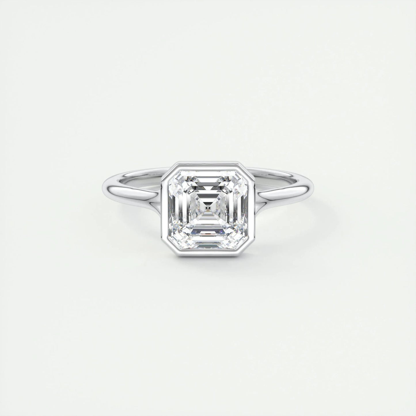 2.03 CT Asscher Cut Bezel Solitaire Moissanite Engagement Ring