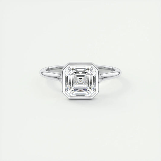 2.03 CT Asscher Cut Bezel Solitaire Moissanite Engagement Ring