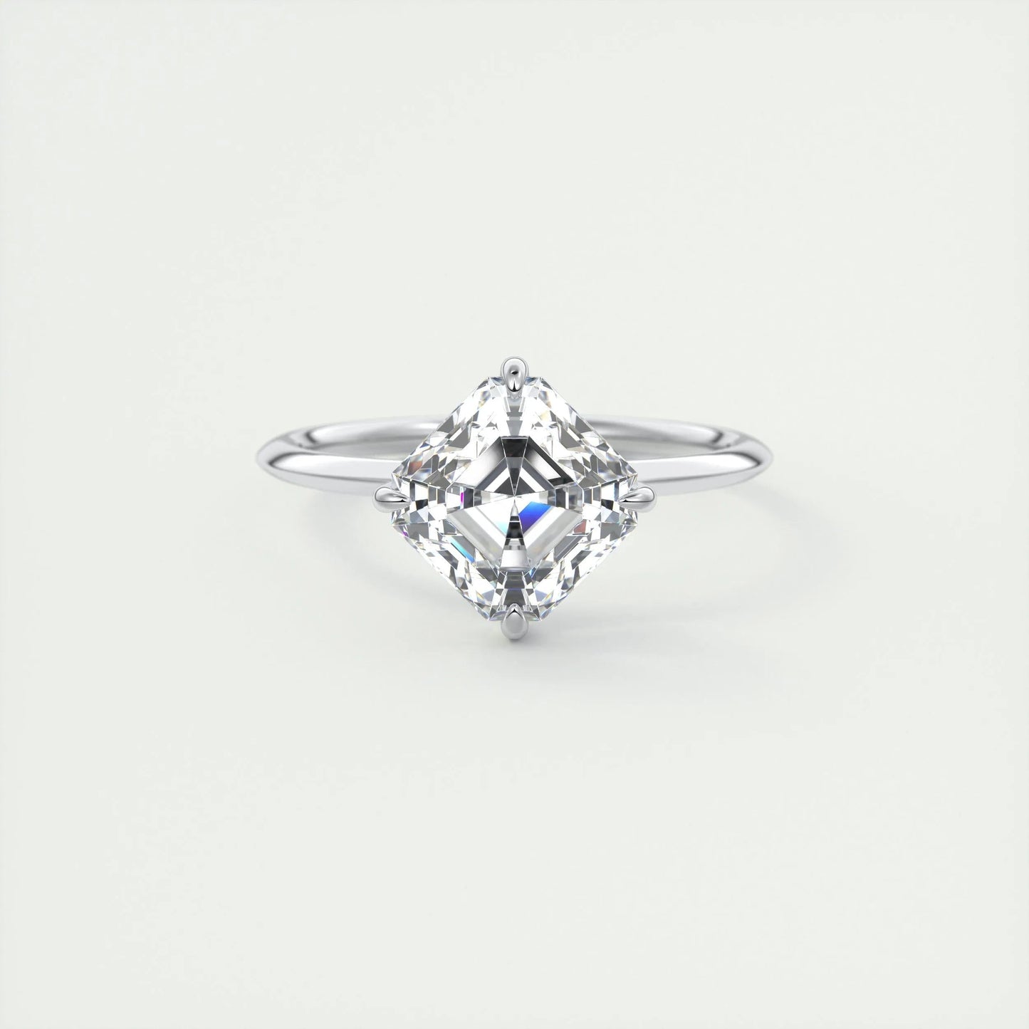 2.03 CT Asscher Cut Solitaire Moissanite Engagement Ring
