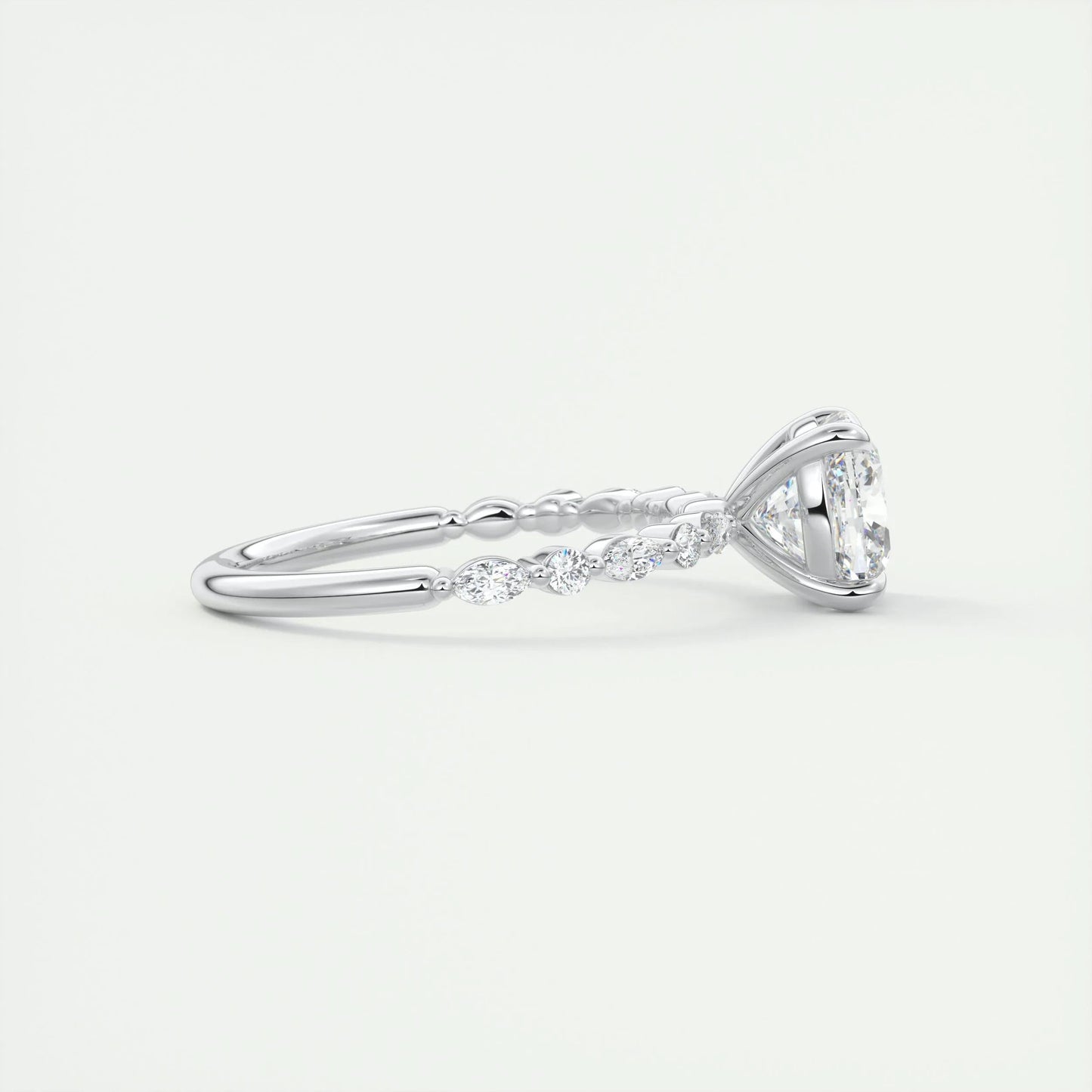 2.15 CT Cushion Cut Solitaire Pave Moissanite Engagement Ring