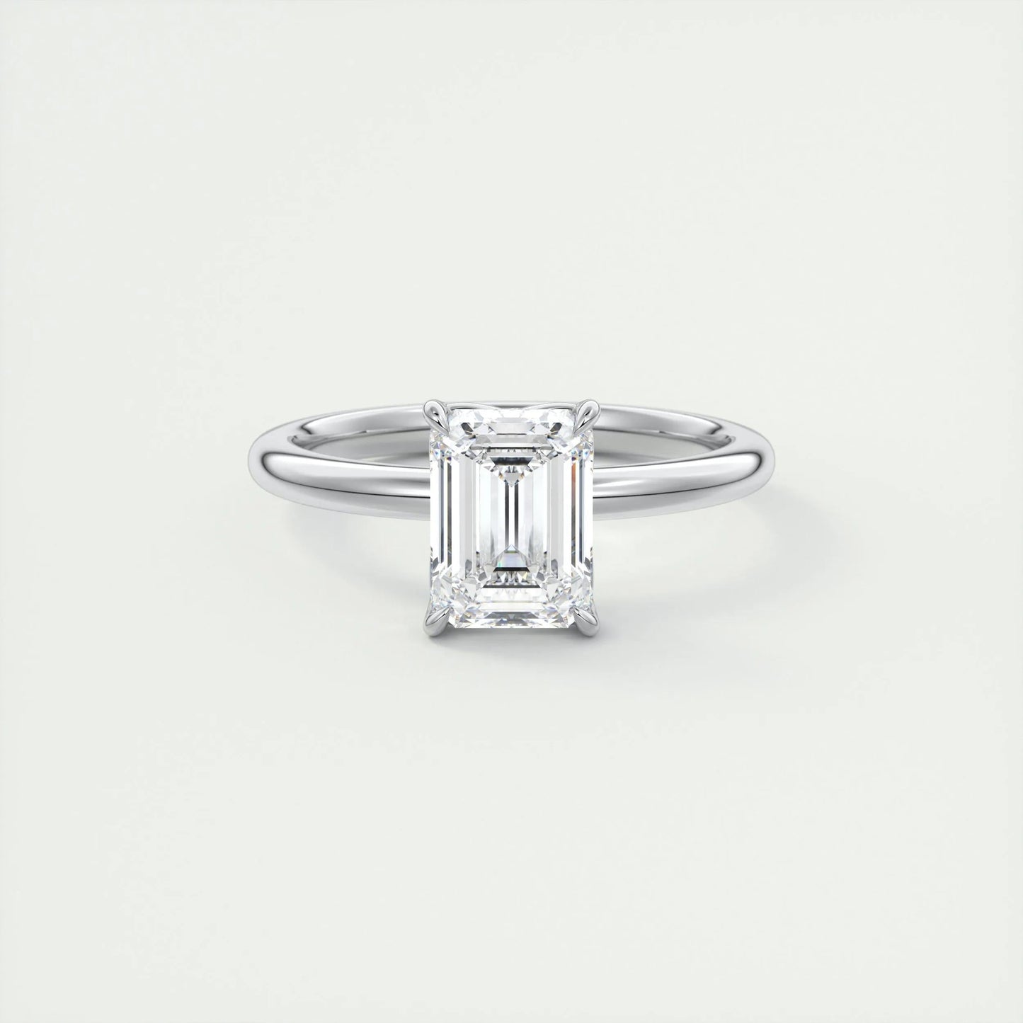 1.91 CT Emerald Cut Solitaire Moissanite Engagement Ring