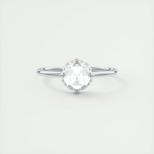 1.19 CT Round Rose Cut  Solitaire Moissanite Engagement Ring