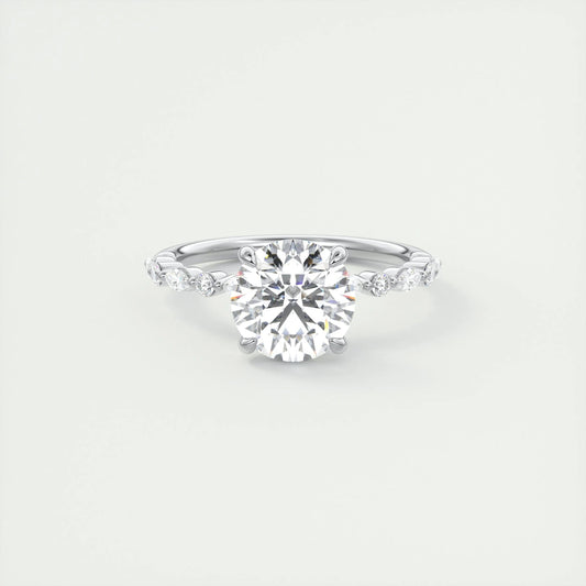 2.0 CT Round Solitaire Pave Moissanite Engagement Ring