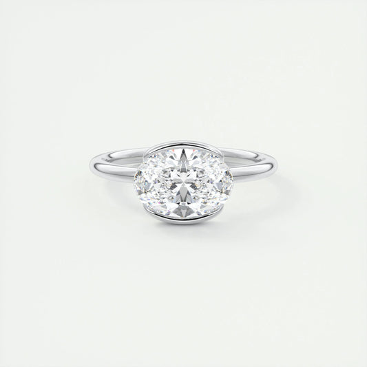 1.91 CT Oval Half Bezel Solitaire Moissanite Engagement Ring