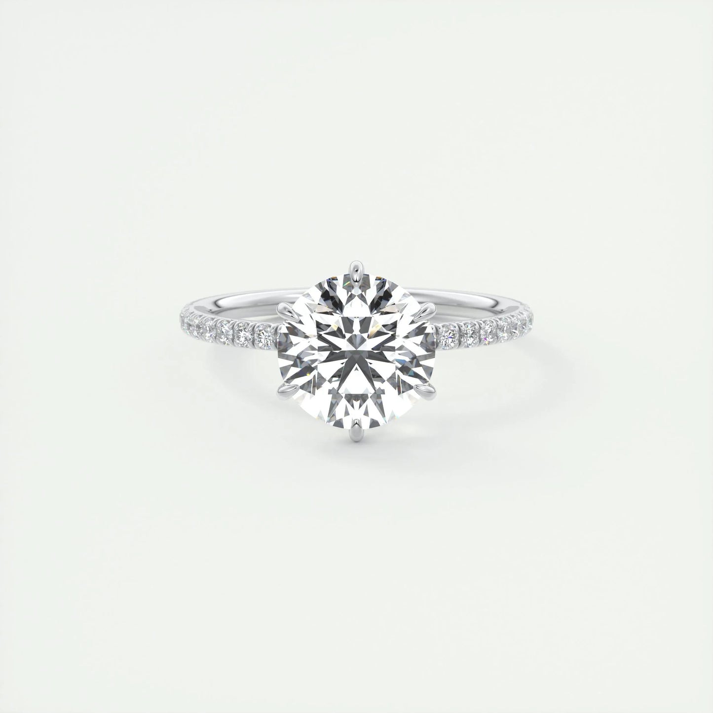 2.0 CT Round Cut Solitaire Pave Moissanite Engagement Ring