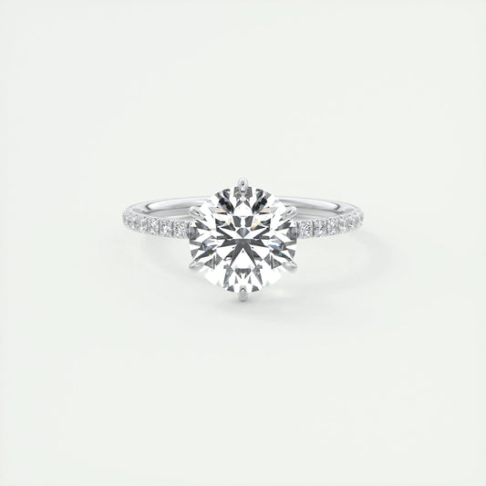 2.0 CT Round Cut Solitaire Pave Moissanite Engagement Ring