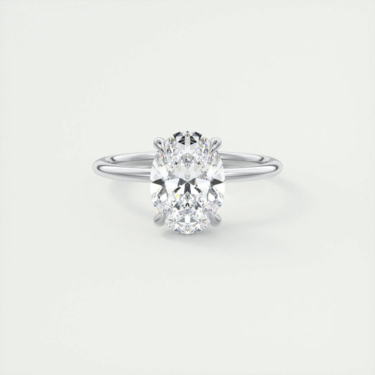 1.91 CT Oval Solitaire Hidden Halo Moissanite Engagement Ring