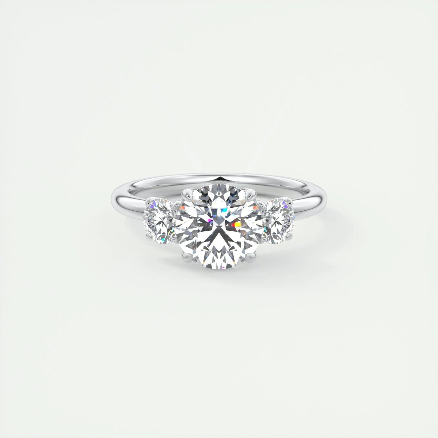 2.0 CT Round Cut Three Stone Moissanite Engagement Ring