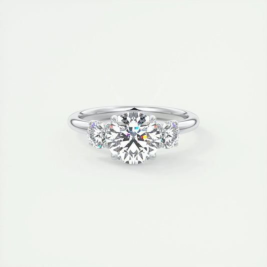 2.0 CT Round Cut Three Stone Moissanite Engagement Ring