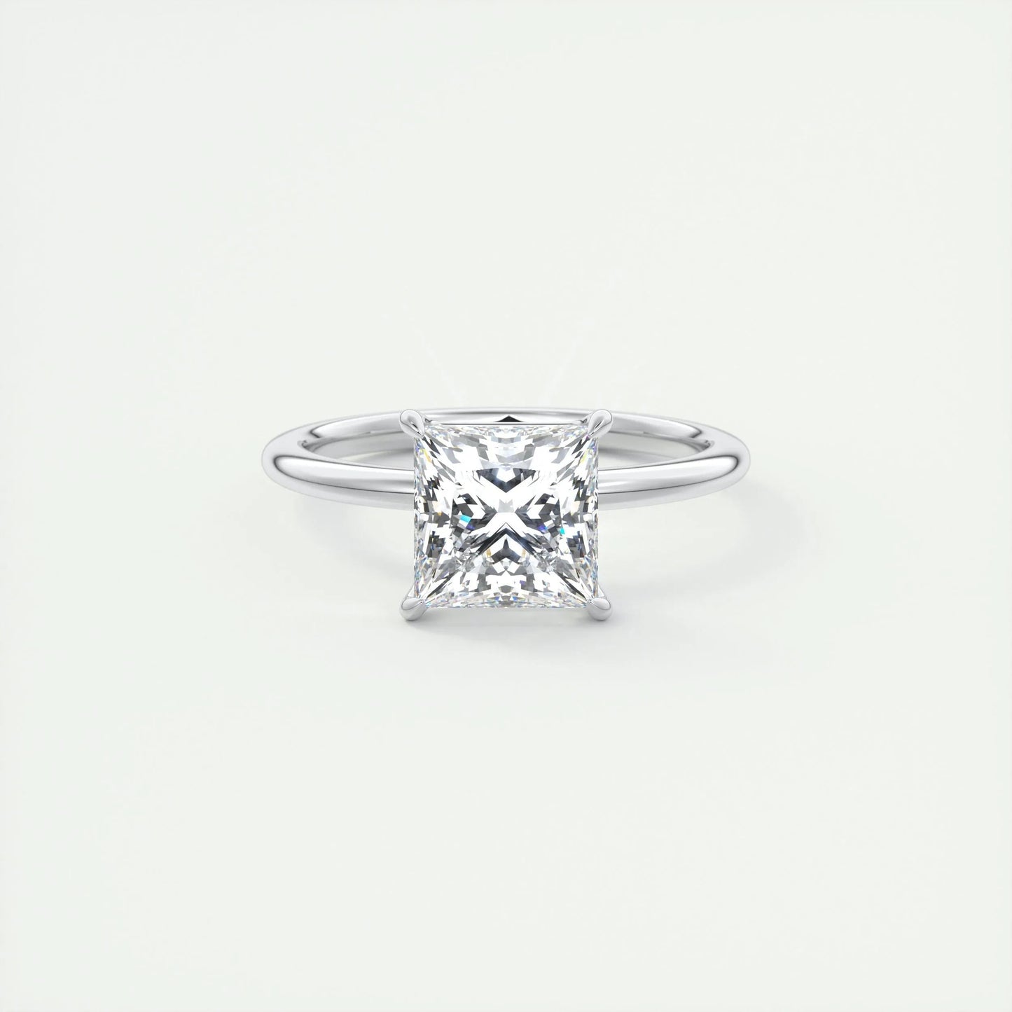 2.08 CT Princess Cut Solitaire Moissanite Engagement Ring
