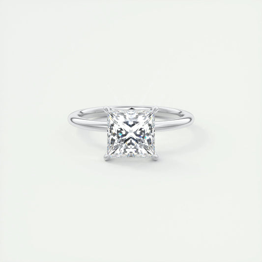 2.08 CT Princess Cut Solitaire Moissanite Engagement Ring
