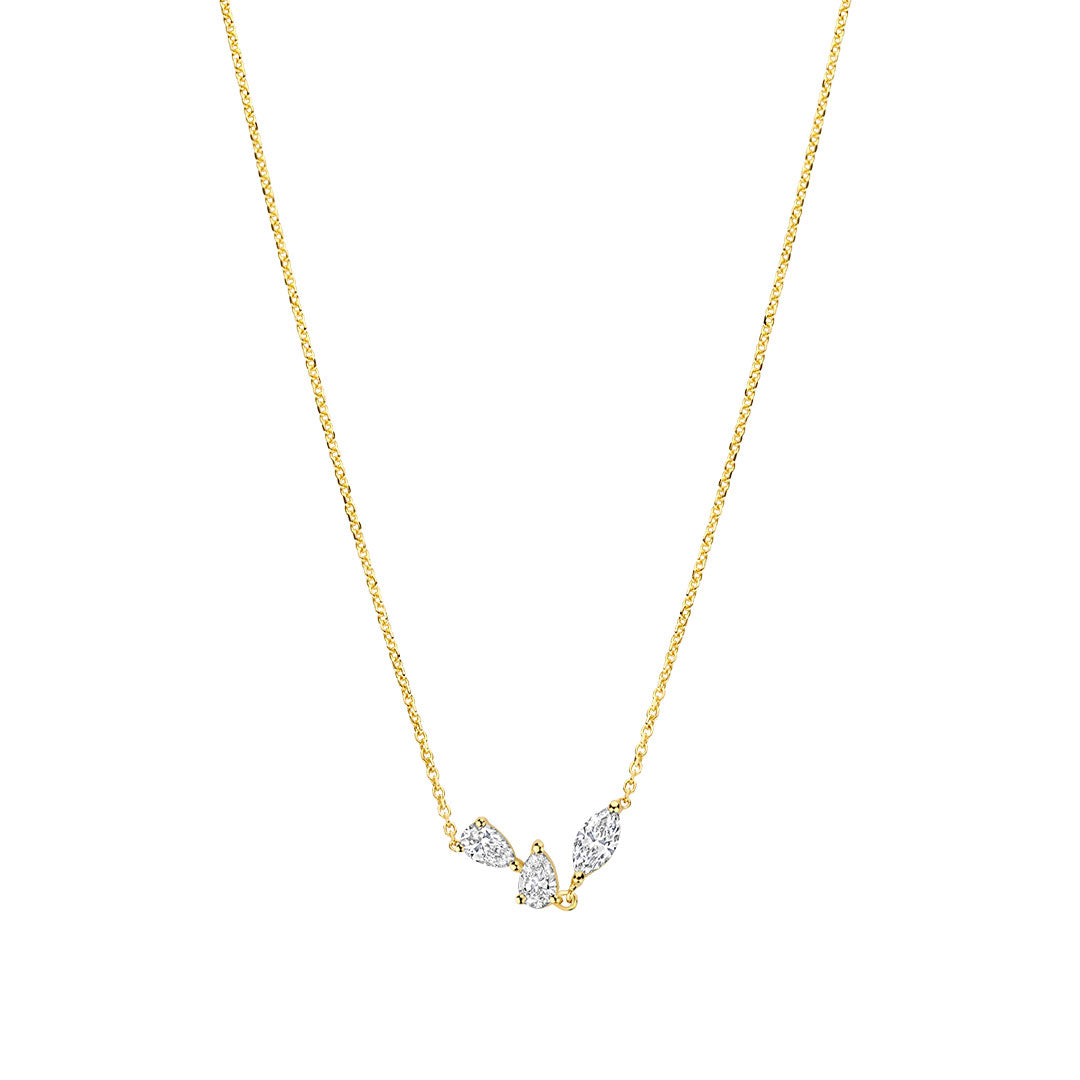 0.48 TCW Pear & Marquise Shape Moissanite Three Stone Necklace