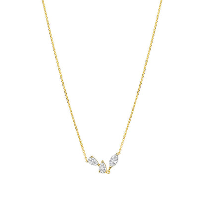 0.48 TCW Pear & Marquise Shape Moissanite Three Stone Necklace