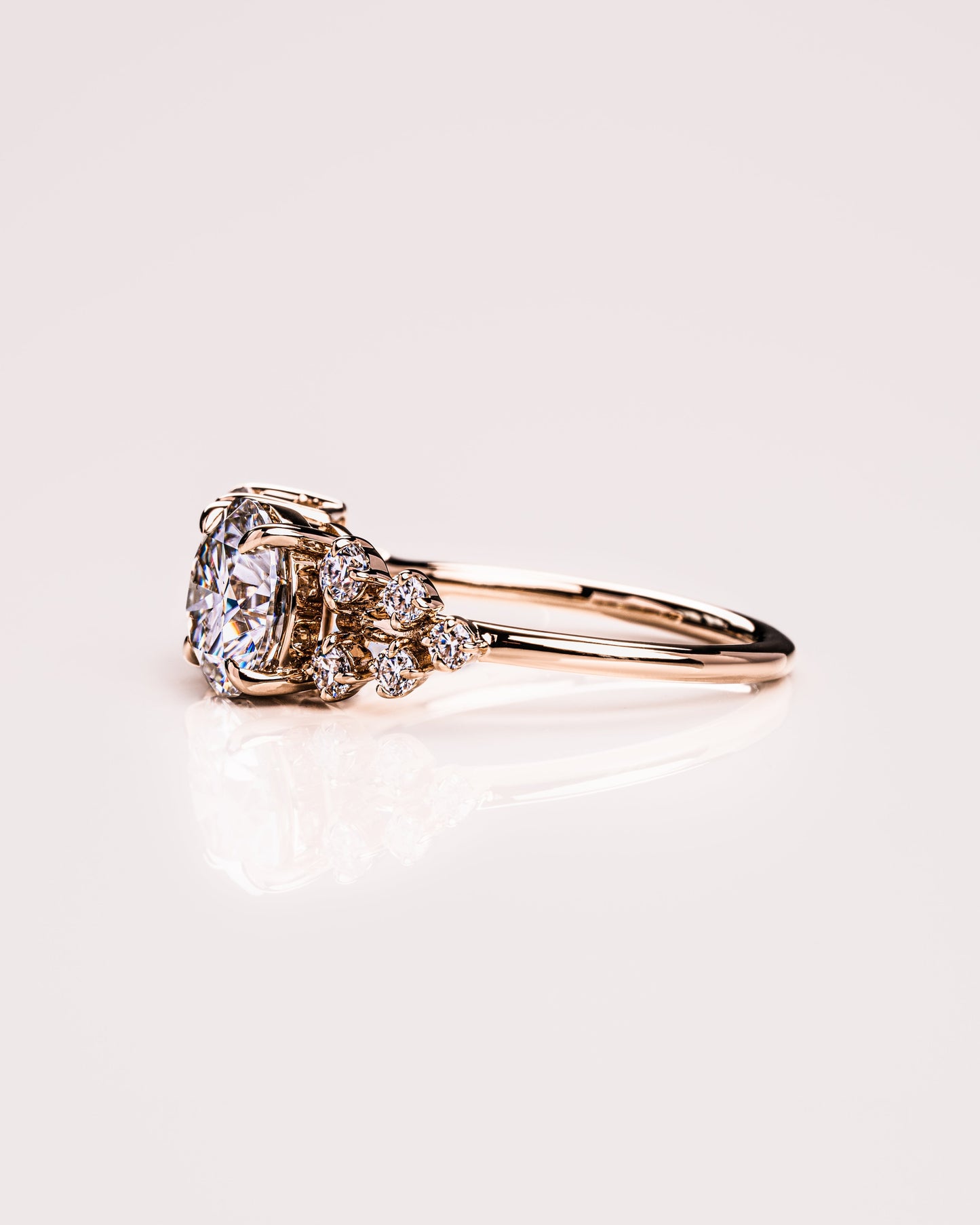 2.80 CT Emerald & Round Cut Two Stone Moissanite Engagement Ring