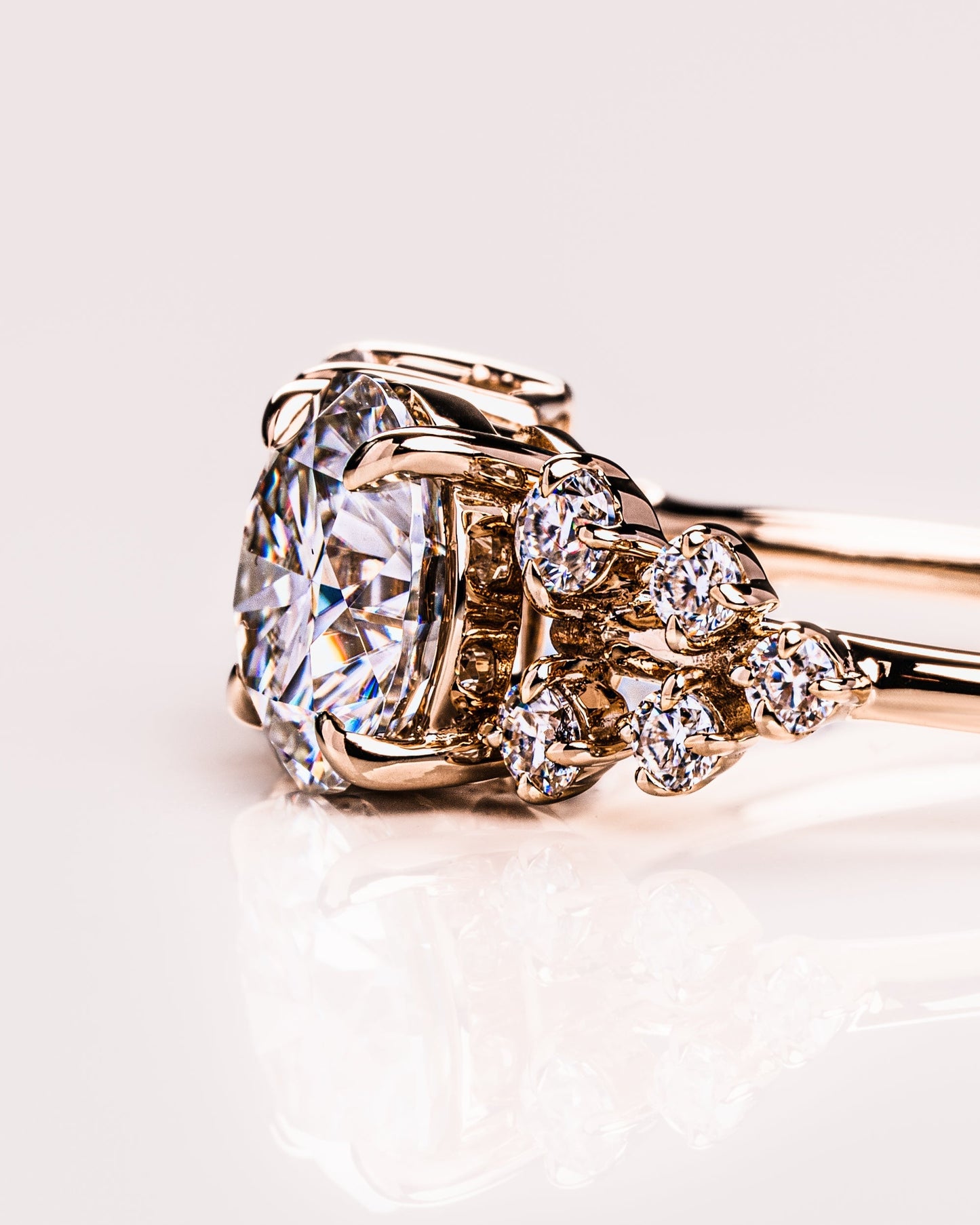 2.80 CT Emerald & Round Cut Two Stone Moissanite Engagement Ring