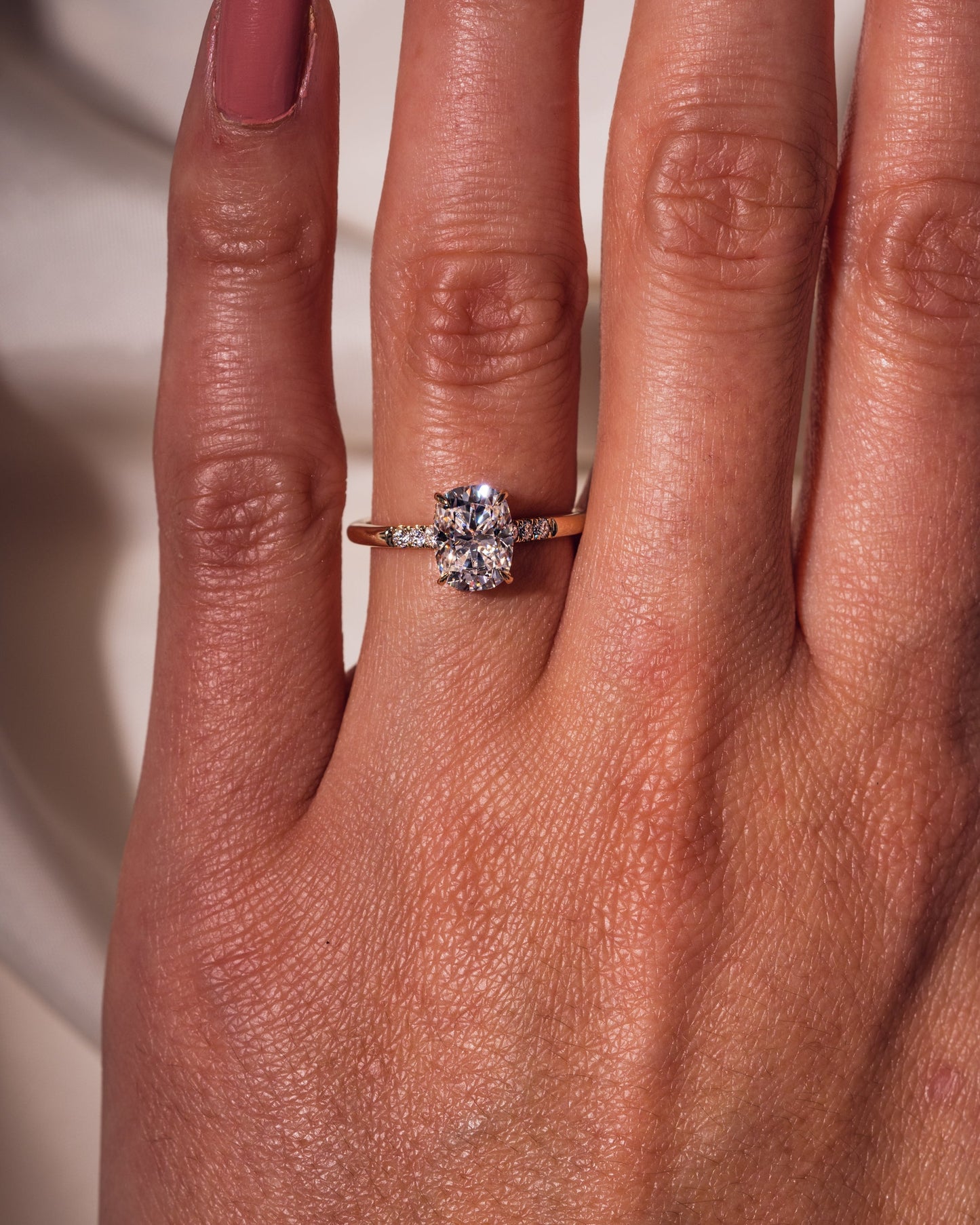 1.49 CT Cushion Cut Moissanite Solitaire Engagement Ring With Hidden Halo Setting