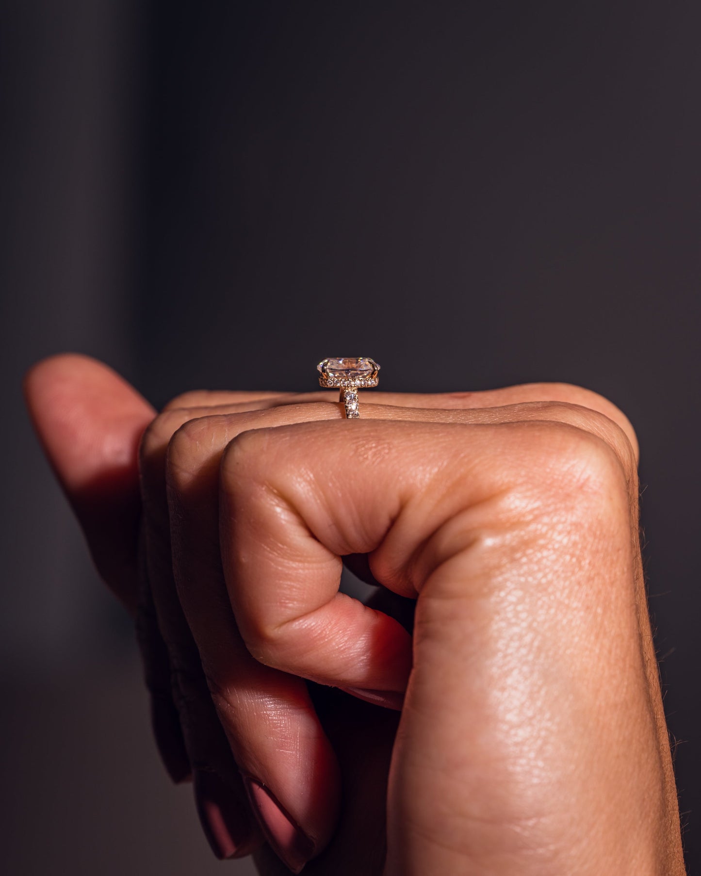 1.49 CT Cushion Cut Moissanite Solitaire Engagement Ring With Hidden Halo Setting