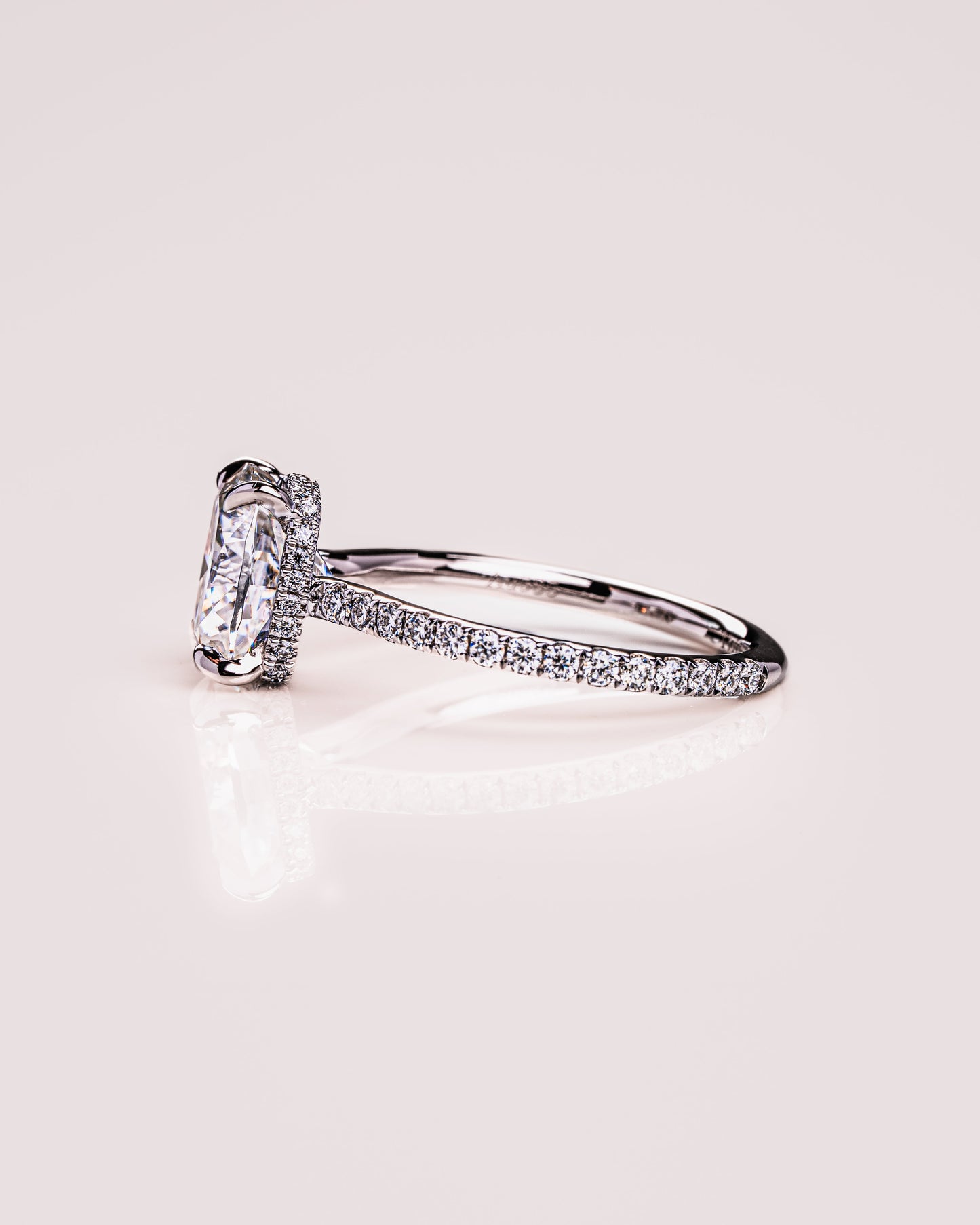 0.96 CT Cushion Solitaire Moissanite Engagement Ring With Hidden Halo/Pave Setting