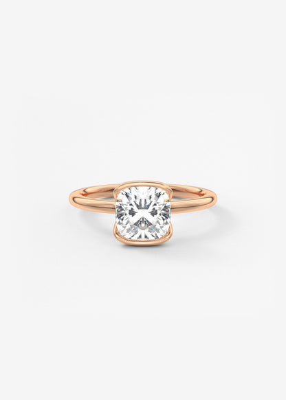 Cushion Half Bezel Lab Grown Diamond Engagement Ring