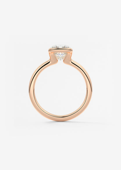 Cushion Half Bezel Lab Grown Diamond Engagement Ring