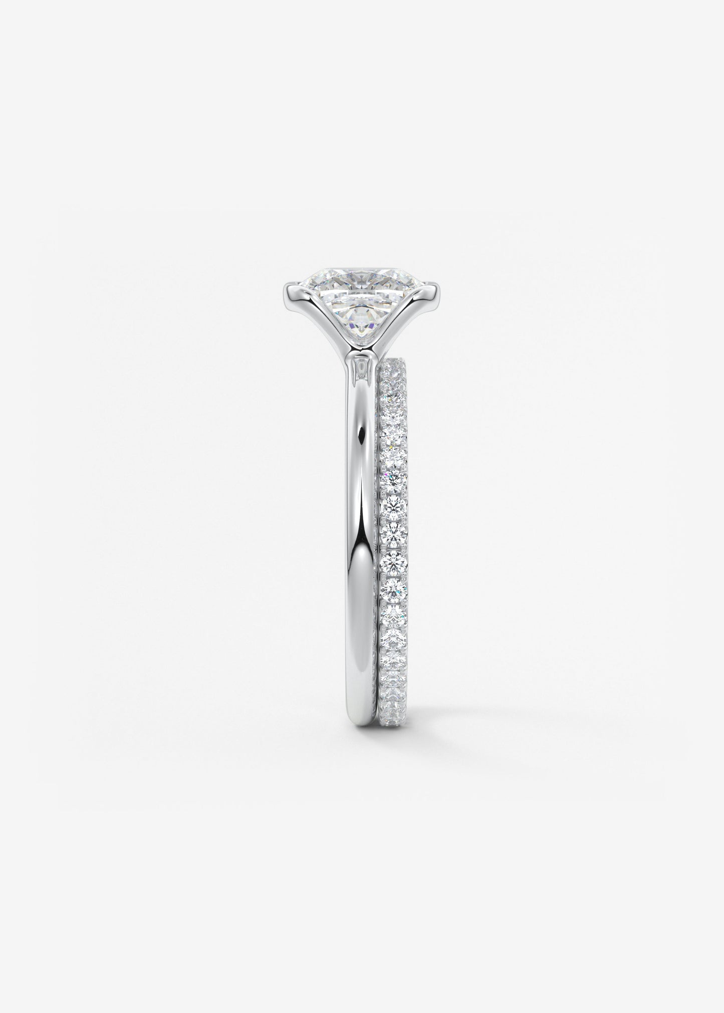 Cushion Half Bezel Lab Grown Diamond Engagement Ring
