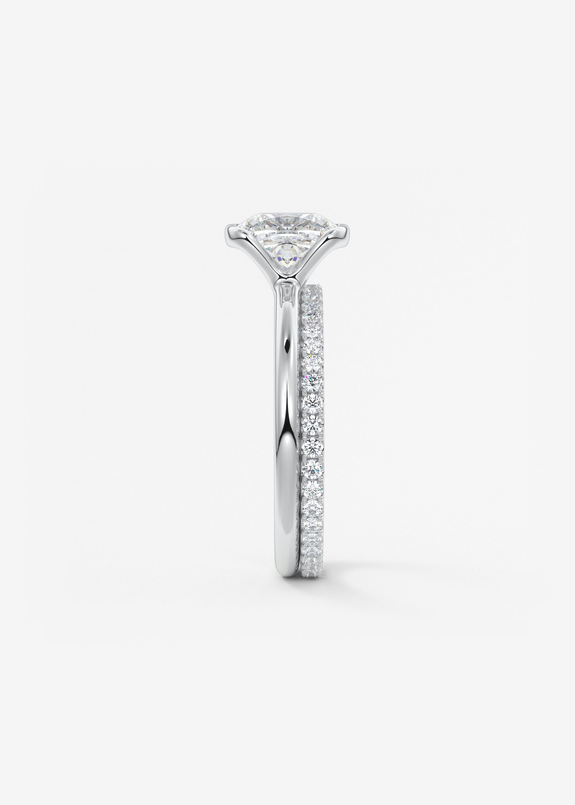 Cushion Half Bezel Lab Grown Diamond Engagement Ring