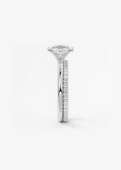 Cushion Half Bezel Lab Grown Diamond Engagement Ring