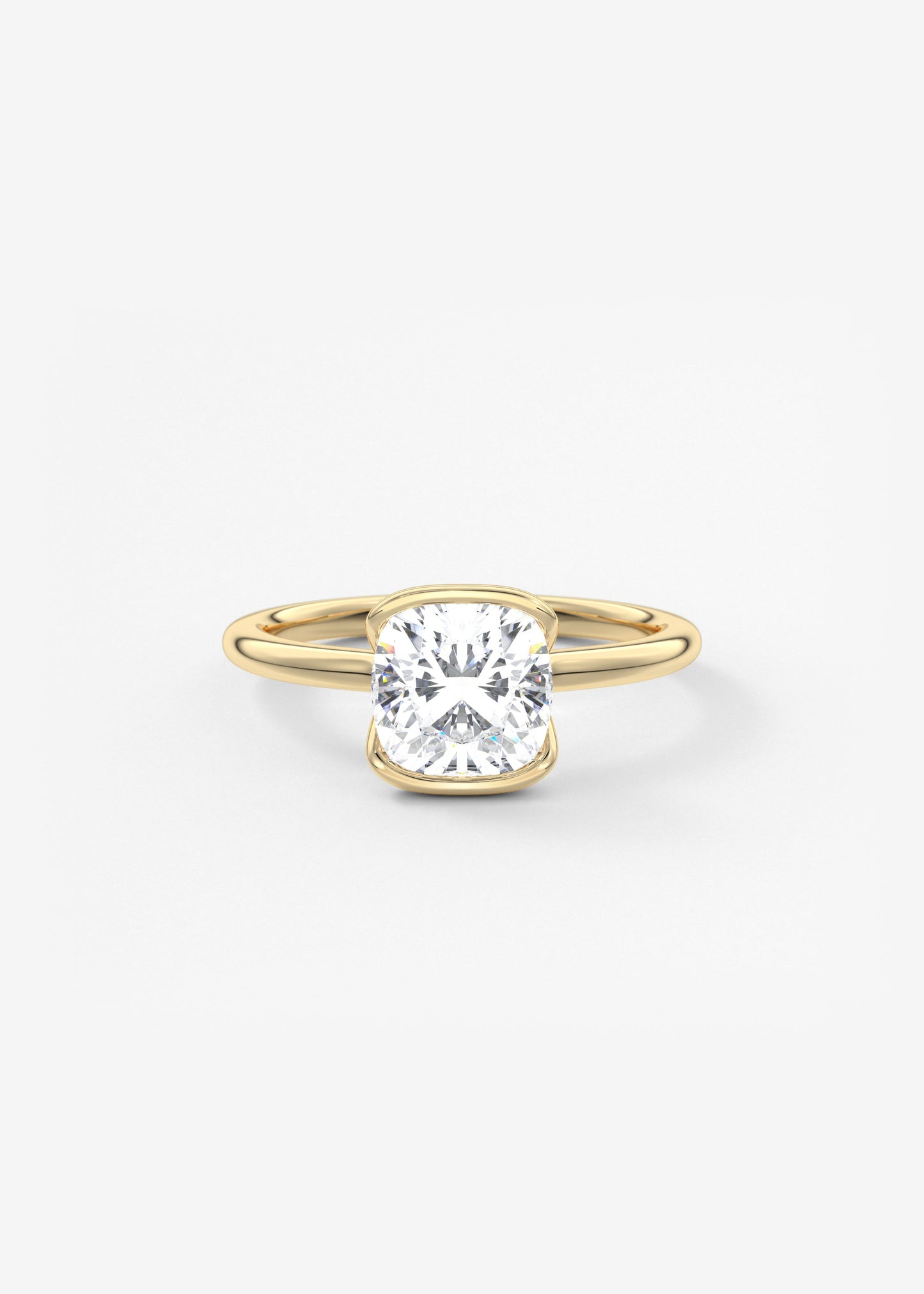 Cushion Half Bezel Lab Grown Diamond Engagement Ring