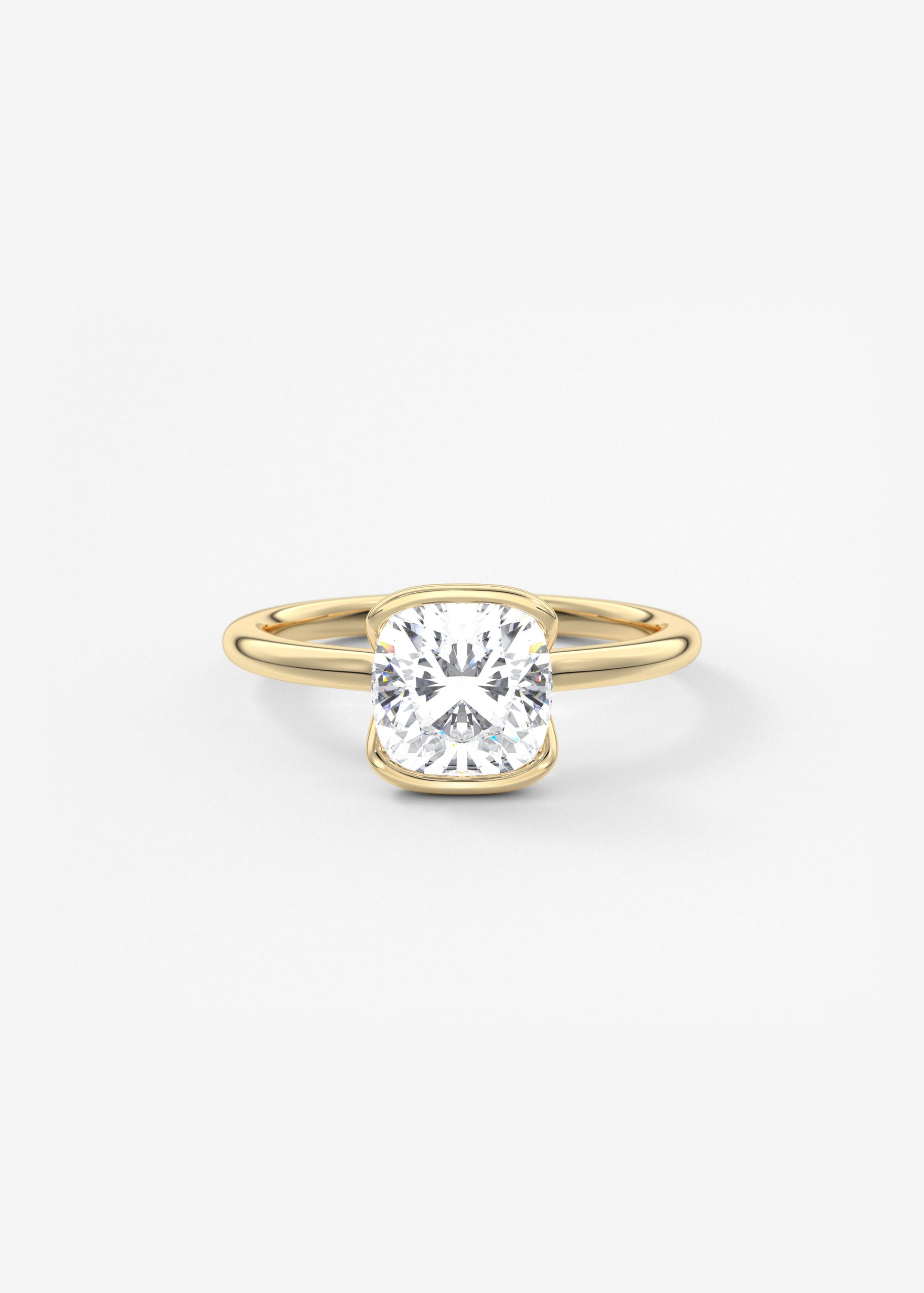 Cushion Half Bezel Lab Grown Diamond Engagement Ring