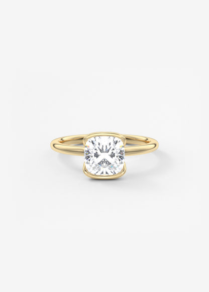 Cushion Half Bezel Lab Grown Diamond Engagement Ring