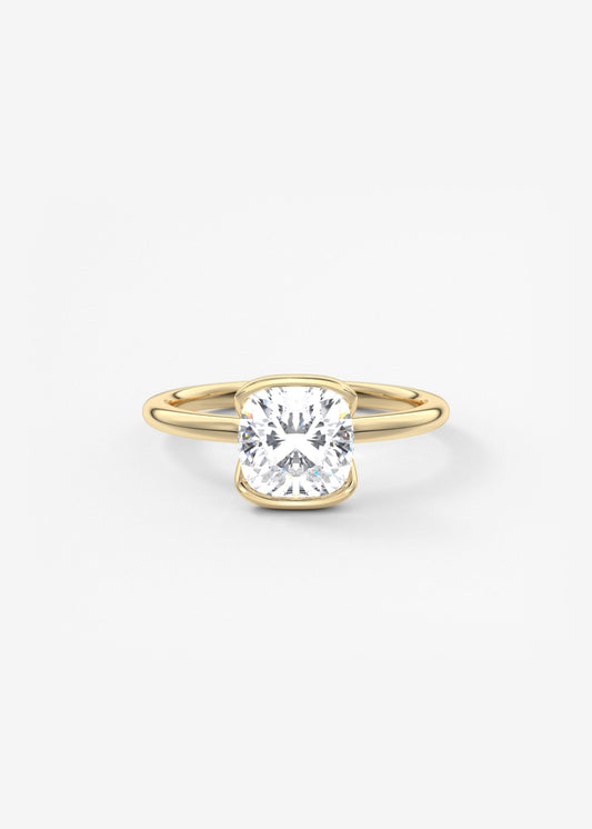 Cushion Half Bezel Lab Grown Diamond Engagement Ring