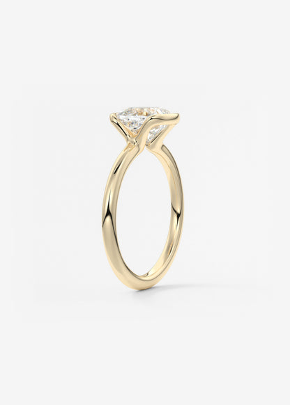 Cushion Half Bezel Lab Grown Diamond Engagement Ring