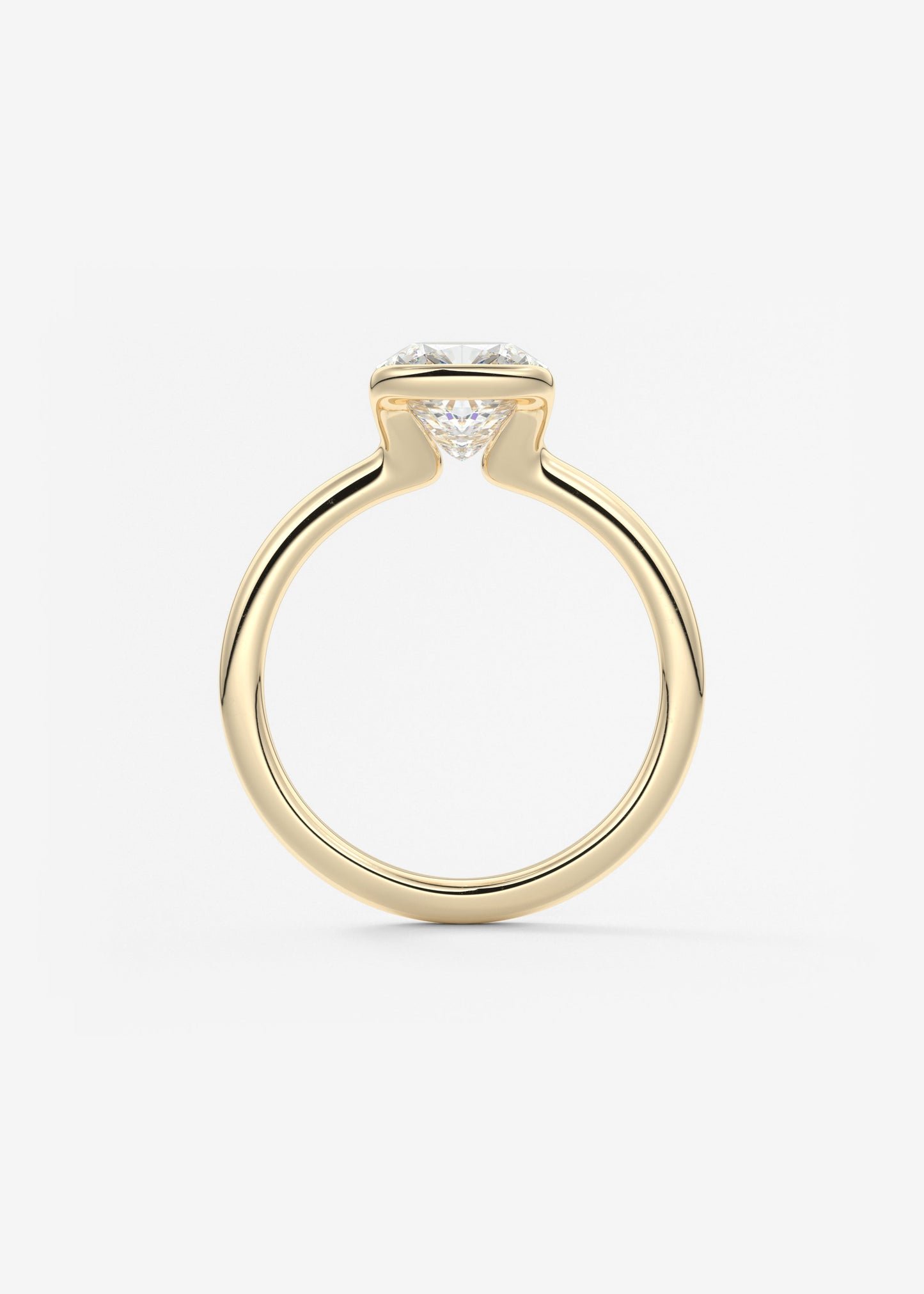 Cushion Half Bezel Lab Grown Diamond Engagement Ring