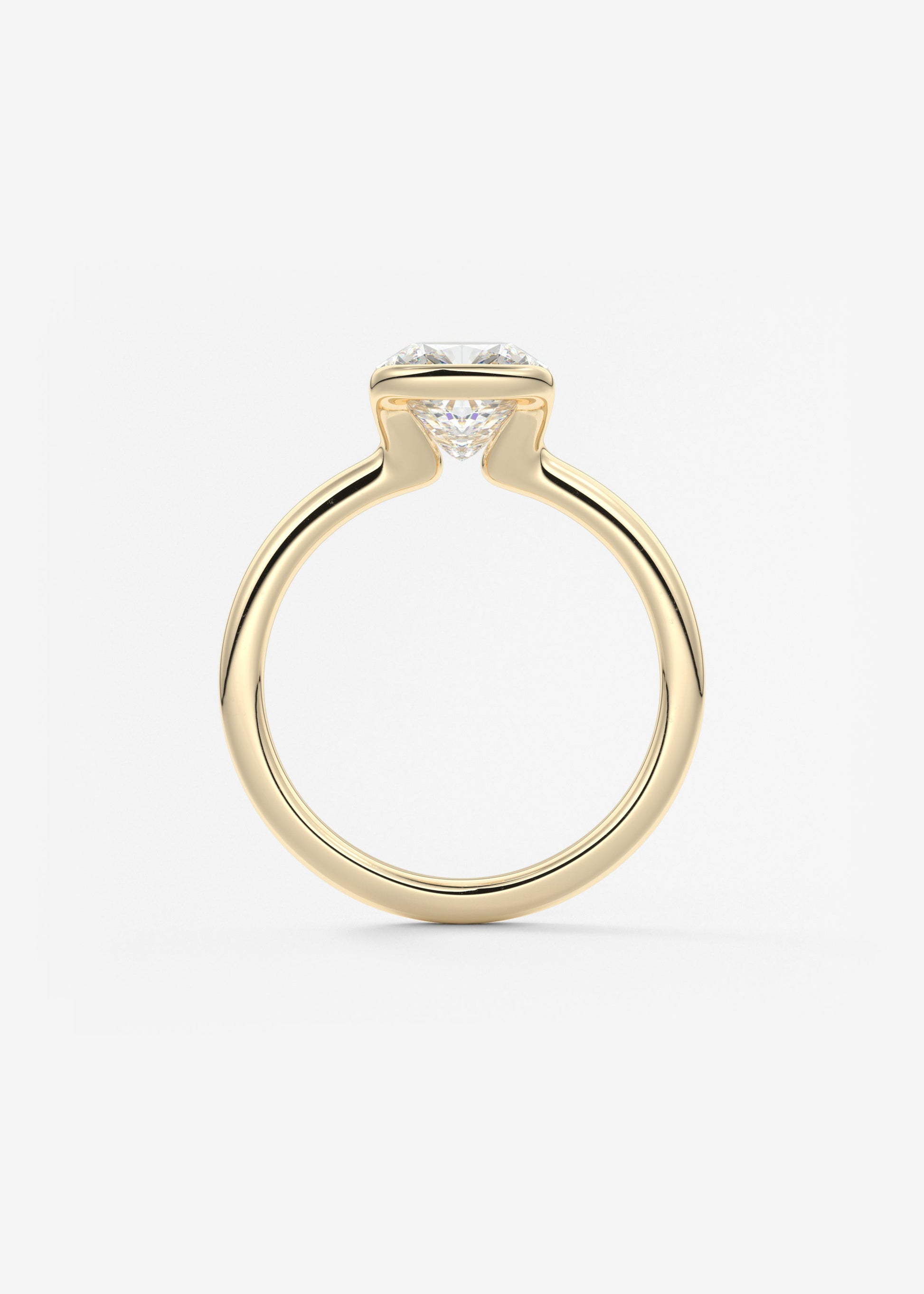Cushion Half Bezel Lab Grown Diamond Engagement Ring
