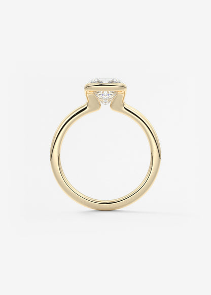 Cushion Half Bezel Lab Grown Diamond Engagement Ring