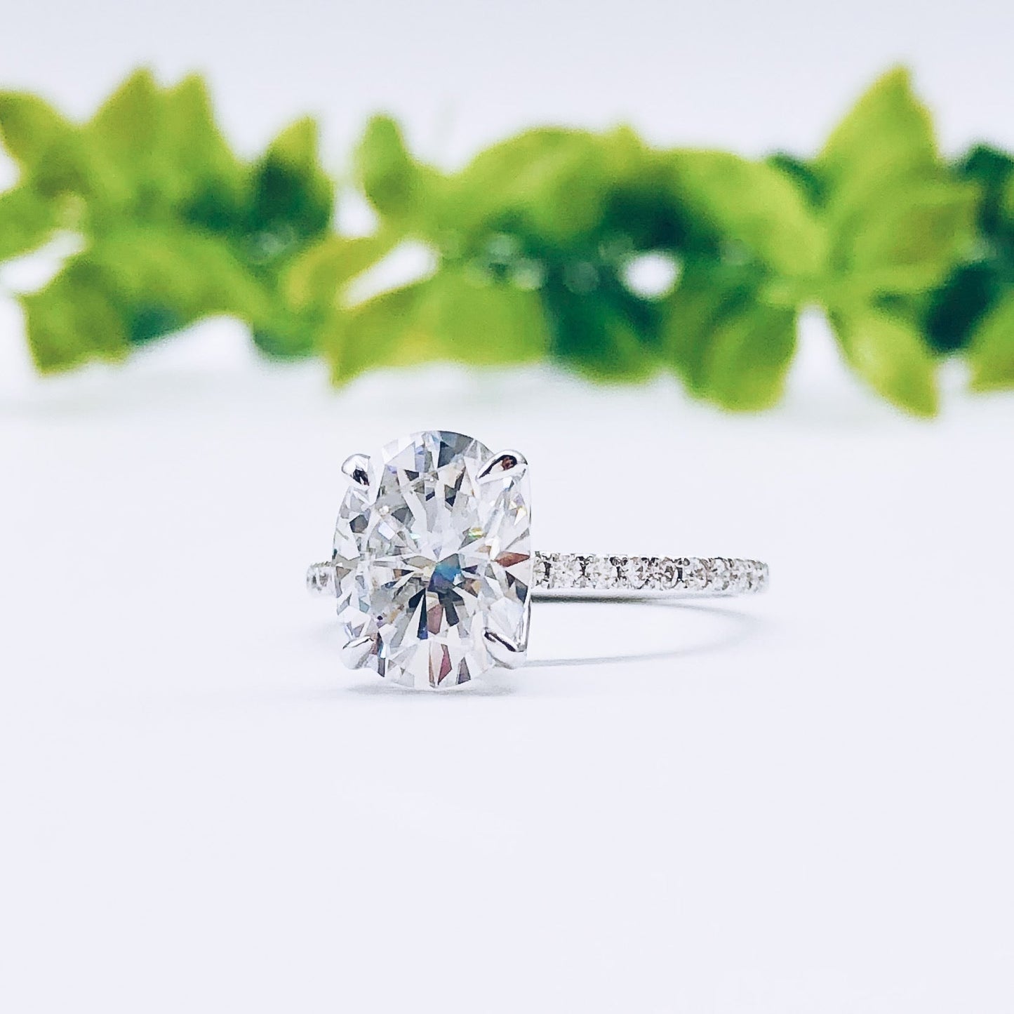 1.91 CT Oval Cut Pave Setting Moissanite Engagement Ring