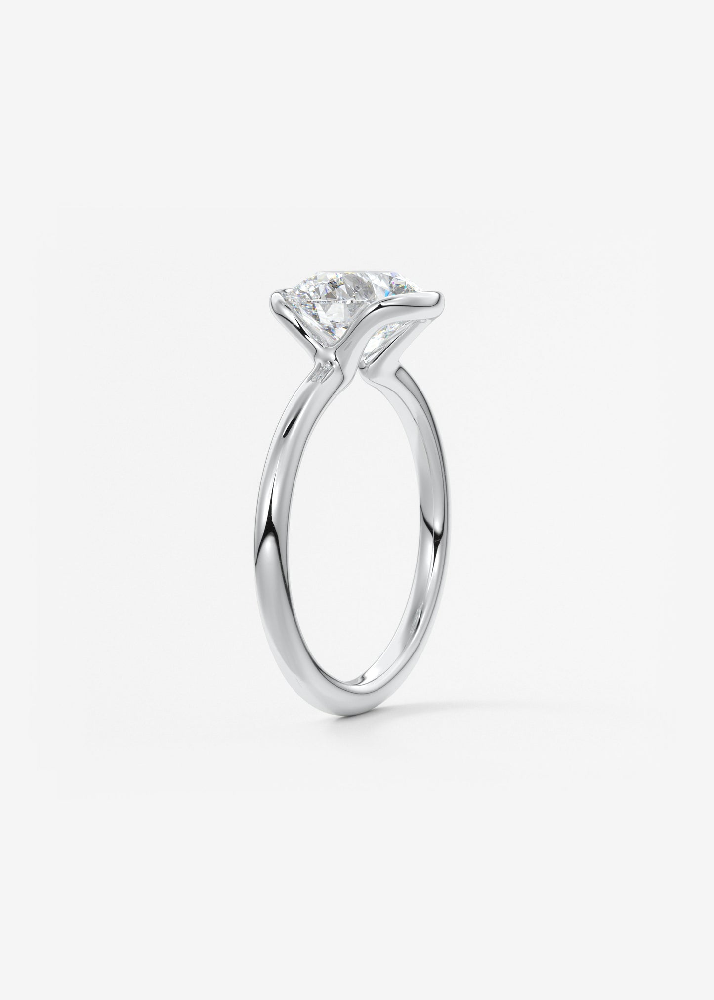 Round Half Bezel Lab Grown Diamond Engagement Ring