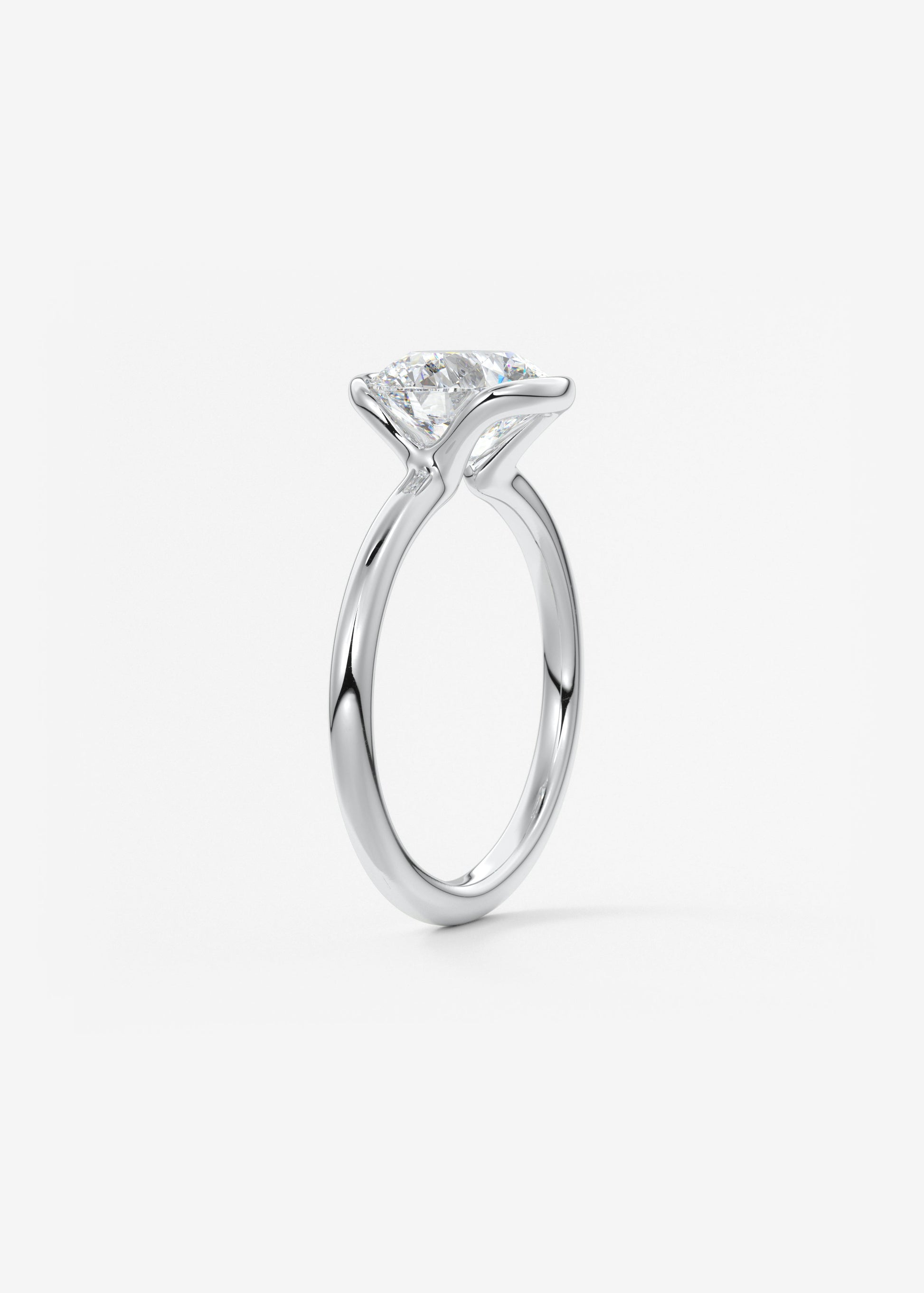Round Half Bezel Lab Grown Diamond Engagement Ring