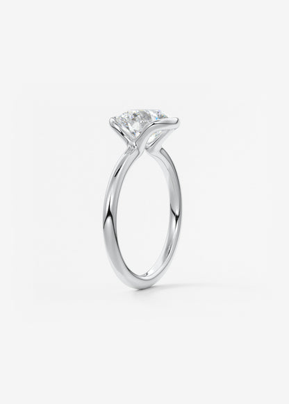 Round Half Bezel Lab Grown Diamond Engagement Ring