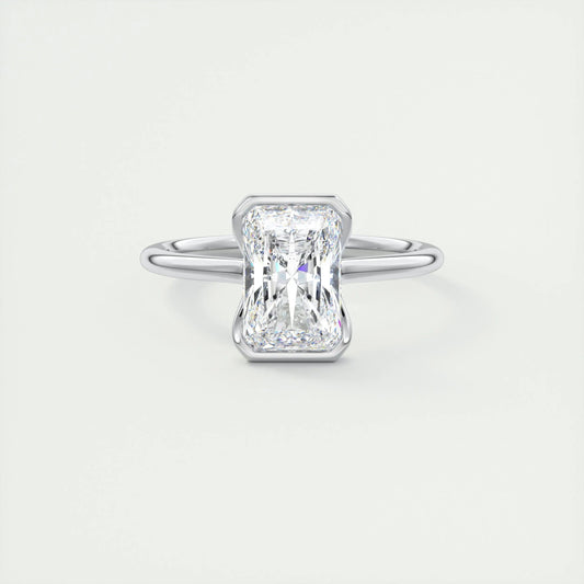 2.10 CT Radiant  Solitaire Half Bezel Moissanite Engagement Ring