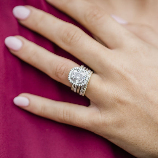 3.6 CT Cushion Halo & Pave Moissanite Engagement Ring