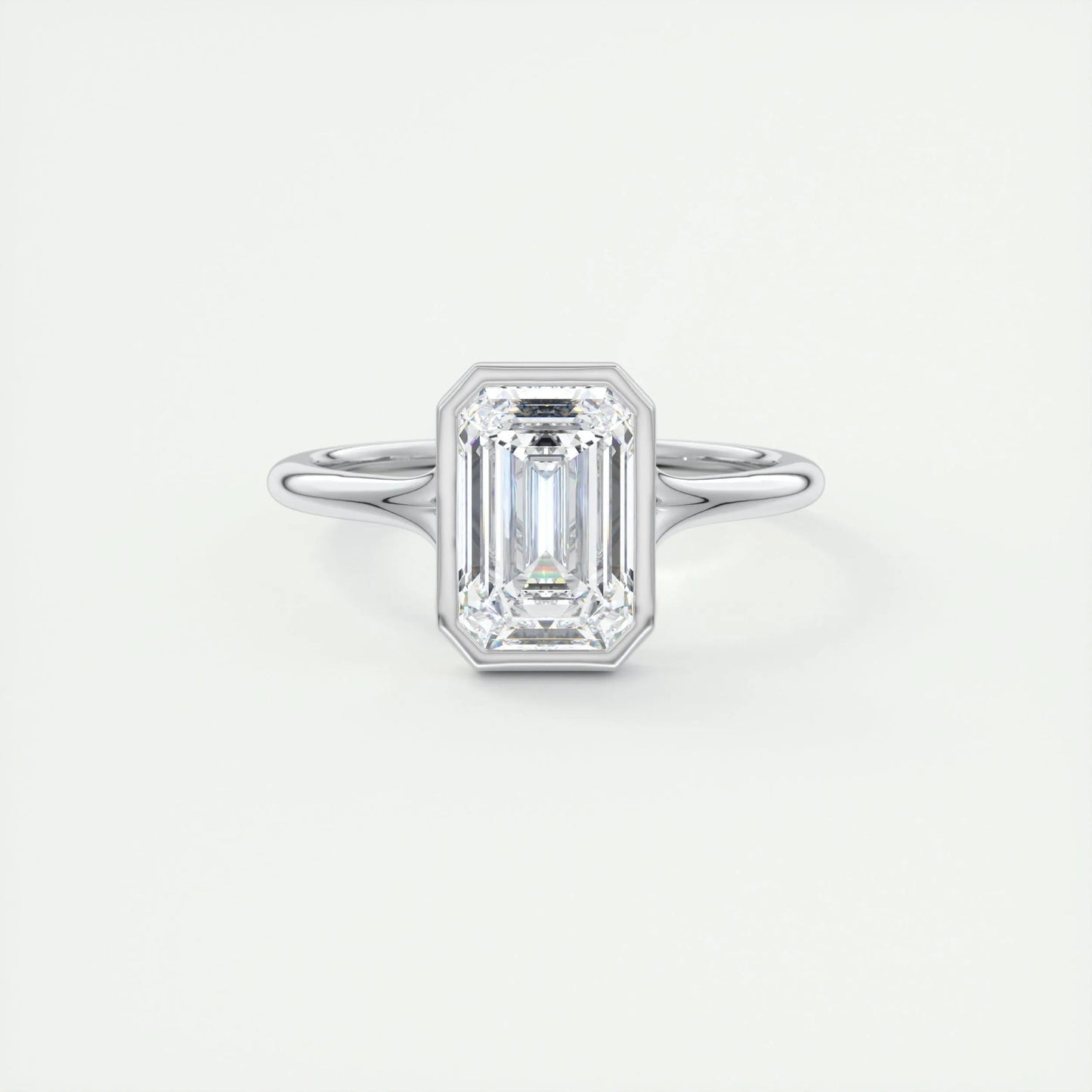 2.03 CT Emerald Cut Bezel Solitaire Moissanite Engagement Ring