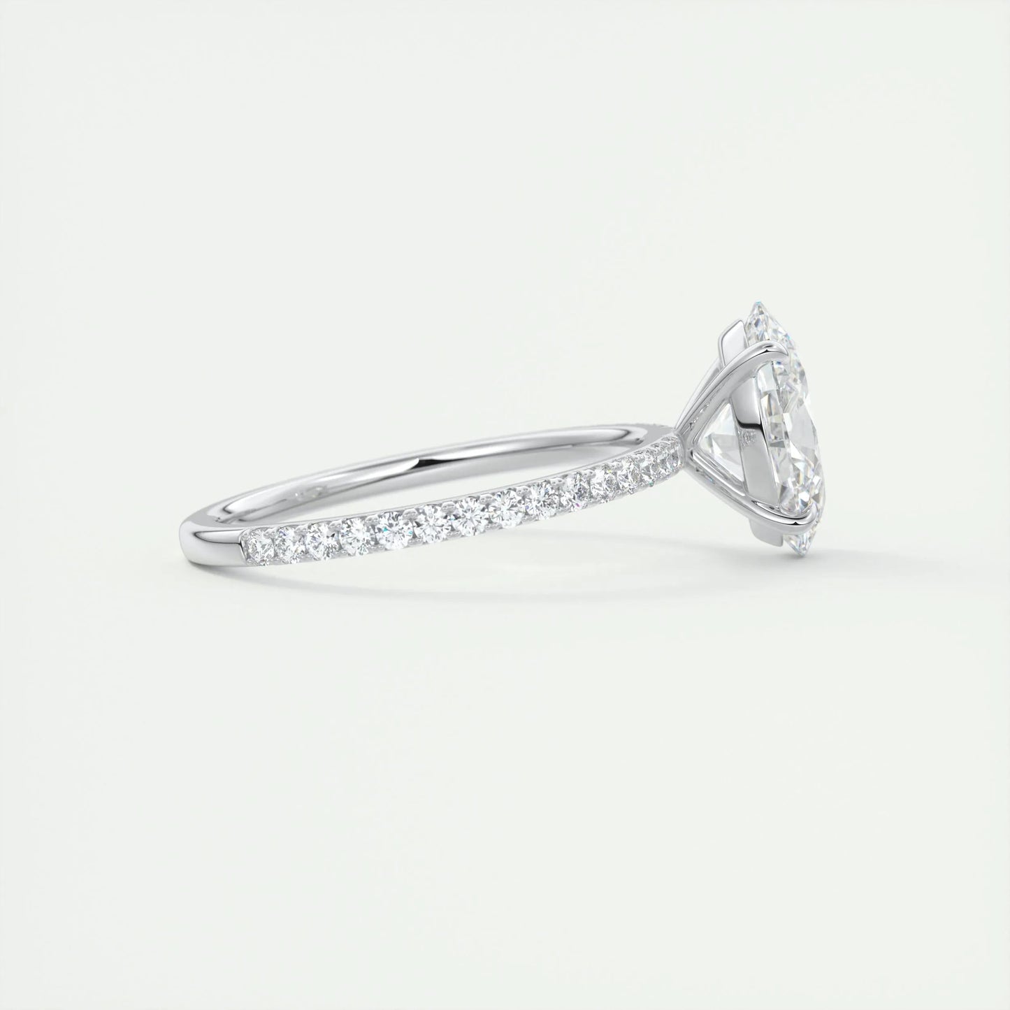 1.91 CT Oval Cut Solitaire Pave Moissanite Engagement Ring