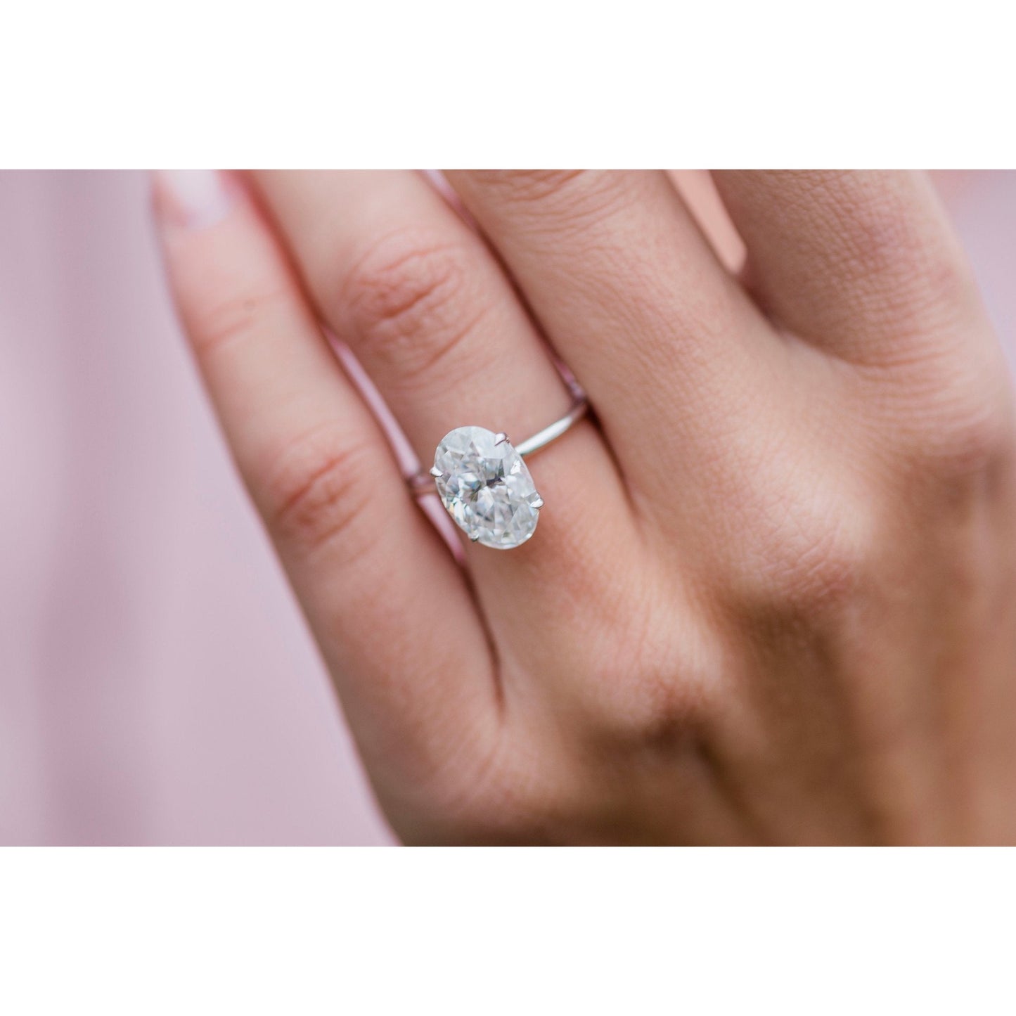 4.0 CT Oval Solitaire Moissanite Engagement Ring